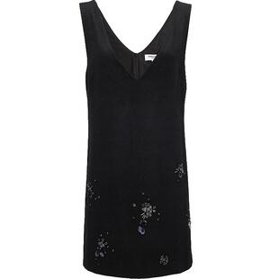 Vero Moda连衣裙秋冬含羊毛软糯A版无袖V领钉珠连衣裙32437A062