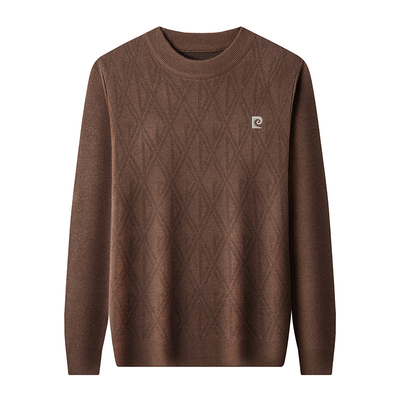 皮尔卡丹半高领毛衣男加绒加厚纯羊绒衫冬季保暖打底衫男士羊毛衫