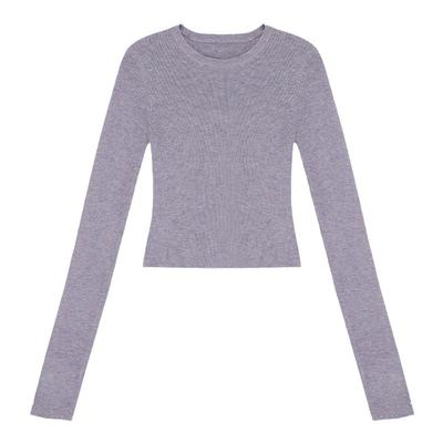 pusumede 基础公式 短款圆领针织衫女内搭打底衫修身百搭长袖上衣