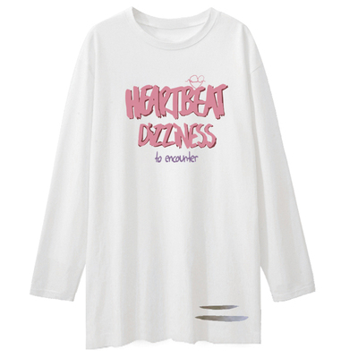 纯棉白色长袖t恤宽松春秋冬季中长款打底衫女内搭遮屁股洋气上衣