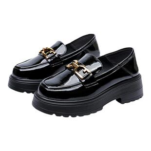 蜘蛛王2025年秋冬英伦风新款通勤懒人小皮鞋女乐福鞋商场同款真皮