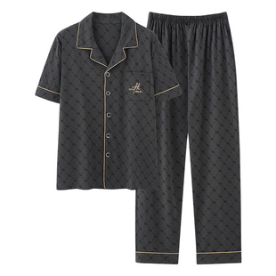 芬腾可安睡衣男款男士夏季纯棉2025新款短袖长裤大码夏天家居服夏