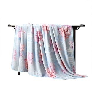 富安娜法兰绒毯双面绒感毛毯办公室午睡毯可水洗空调毯沙发毯子