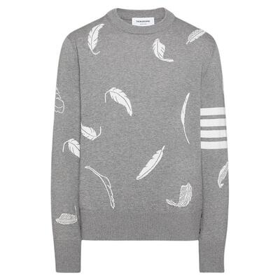 [限时优惠]THOM BROWNE 男士羽毛嵌花四条纹POLO衫