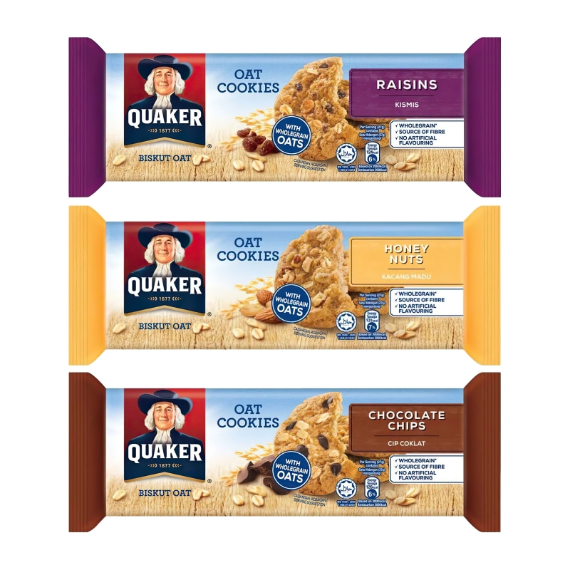 马来西亚QUAKER桂格燕麦曲奇饼干 谷物营养早餐消化饼办公室零食