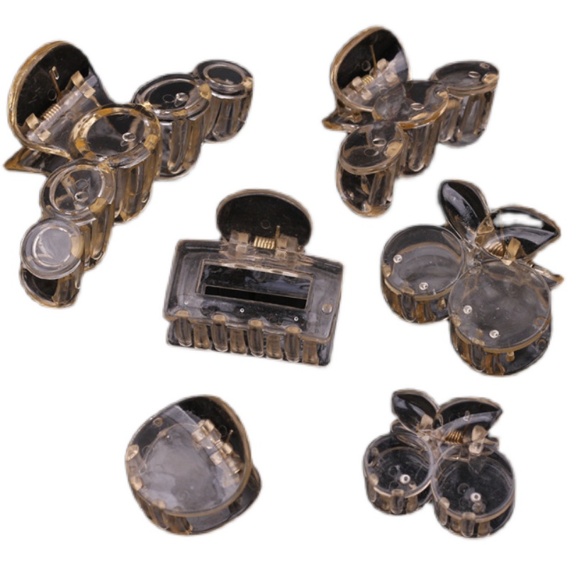 5个透明香槟色塑料抓夹高八字爪夹网红发夹 diy发饰材料饰品配件