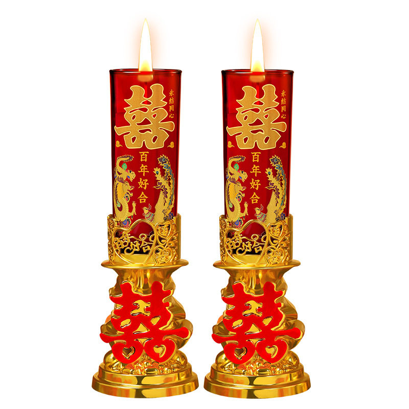 红色龙凤喜烛一对婚房装饰蜡烛