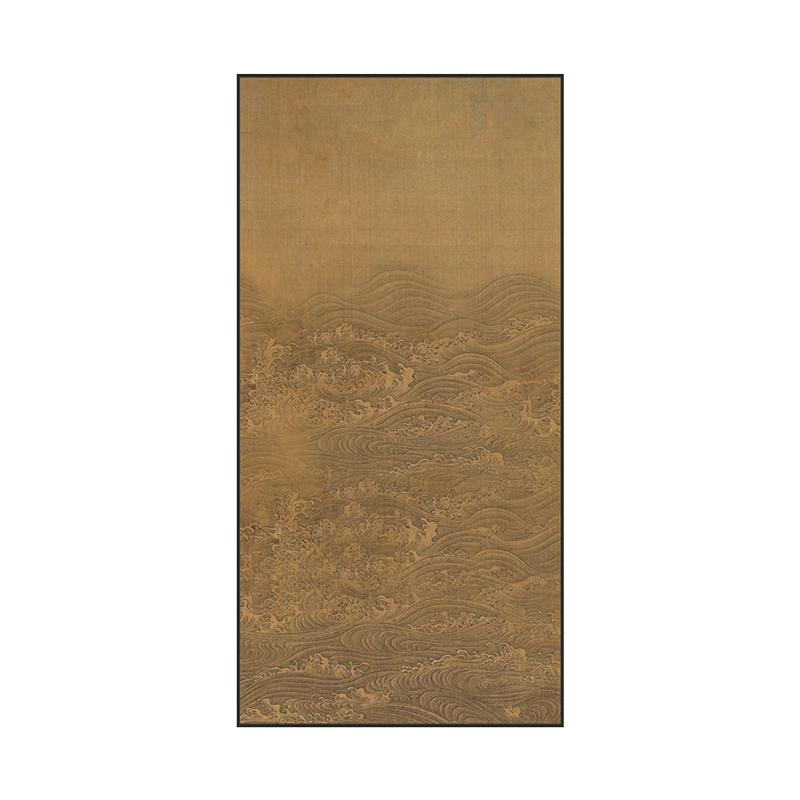 宋代美学 镀铜彩雕 新中式装饰画高端会所别墅酒店大堂定制壁画