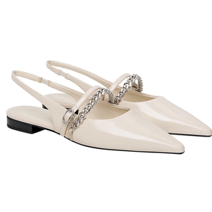 CHARLES&KEITH26春新款CK1-70381189一字带链条平底尖头凉鞋单鞋