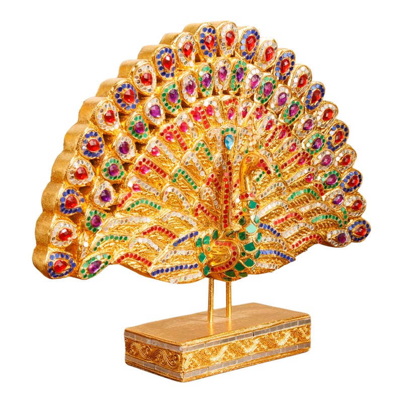 东南亚孔雀摆件玄关工艺品装饰品
