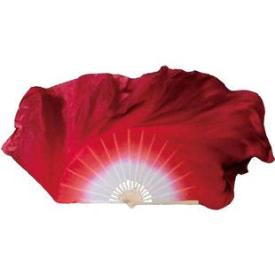 九儿真丝扇大红色舞蹈扇红色渐变扇子胶州秧歌扇跳舞扇古典广场舞