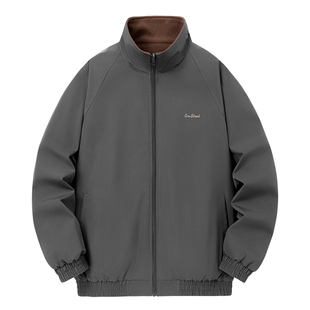 贵人鸟双面穿外套男款2025年秋冬季立领抓绒夹克男士情侣工装上衣