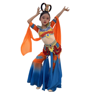 六一儿童敦煌飞天舞蹈演出服女童飘逸中国风古典舞反弹琵琶表演服