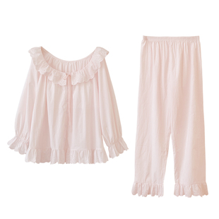 BIEN纯棉睡衣女春秋季2026年新款甜美可爱公主风家居服全棉带胸垫