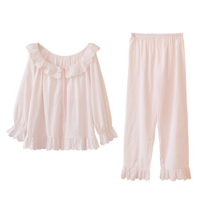 BIEN纯棉睡衣女春秋季2025年新款甜美可爱公主风家居服全棉带胸垫