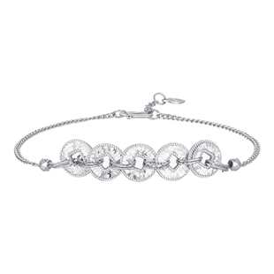 潮宏基铂雅五帝币铂金碎碎冰手链PT950手饰爆闪钱币礼物妇女节