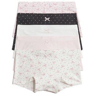 HM童装儿童内裤女童棉质舒适松紧腰蝴蝶结平角四角裤5条装0688916