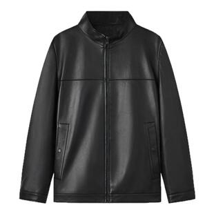 【绵羊皮】九牧王皮衣外套男秋冬真皮修身立领皮夹克