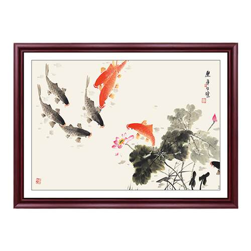 新中式电表箱装饰画免打孔配电箱遮挡箱电闸箱实木液压式挂画新款