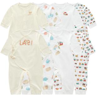 拉比婴儿纯棉连体衣四季新款新生儿男女宝宝爬爬服包屁衣哈衣2件