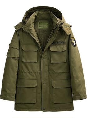 军野行时尚休闲冬季迷彩登山服工装外套男纯棉中长款军迷战术风衣