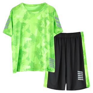 胖男童速干套装加大加肥两件套夏季薄款中大童男装篮球运动服潮衣