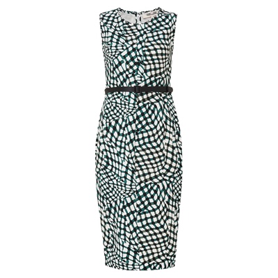 [新品再降]DVF2026春夏新款包臀裙蓝色格纹通勤无袖连衣裙DS4T001