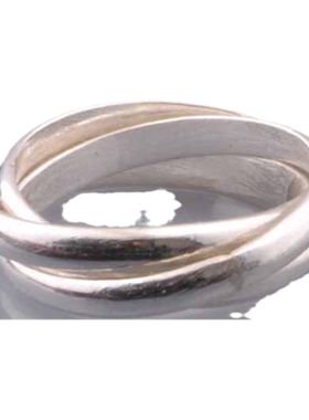 文泽百岁银坊990银三环银戒指