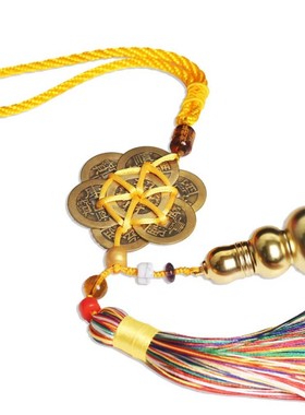 五路财神汽车铜钱葫芦饰品摆件