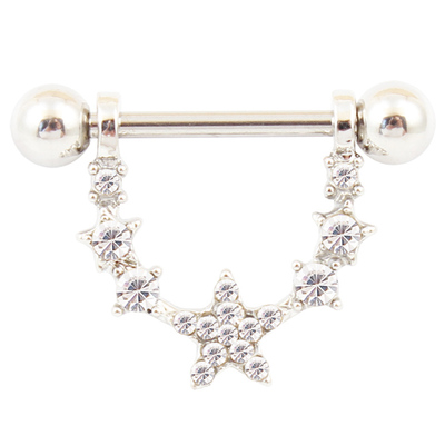 乳环星星防过敏医用钢粗杆穿刺针乳钉饰品一只的价格 nipple ring