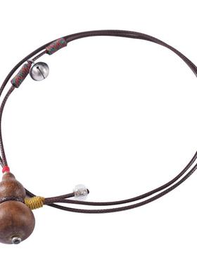 道轩堂 福禄财来 银铃铛花皮小葫芦项链吊坠 国风道系手工