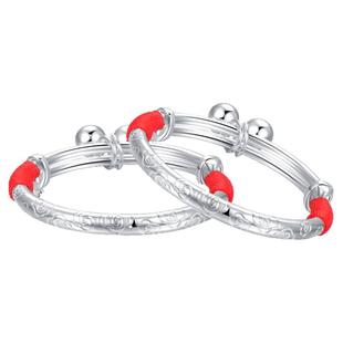 宝宝祥云祥瑞纯银手镯足银9999龙兔婴儿童长命锁小孩满月百日男女