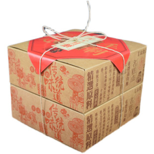 复古牛皮纸盒老式点心包装盒中式糕点盒月饼桃酥重阳糕包装手提盒