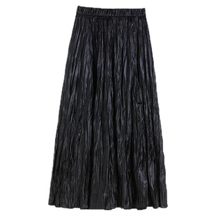 IVYKKI艾维时尚半身裙女气质百搭褶皱肌理感中长裙2025年秋季新款