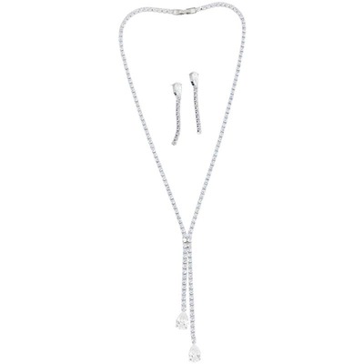 轻奢简约水滴吊坠项链耳环套装闪