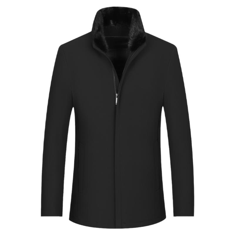 皮尔卡丹冬季男士羽绒服水貂毛领可拆卸内胆白鹅绒派克服男装外套