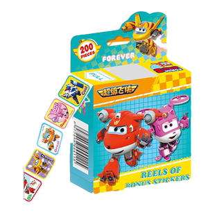 超级飞侠贴纸镭射立体防水卷卷贴画迷你小贴纸行李箱儿童男孩女生奖励可爱卡通汽车玩具总动员玩具装饰小图案