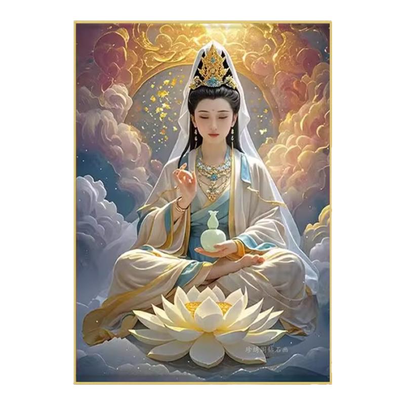 5d滴水观音菩萨钻石画2026新款大慈大悲佛像满粘点贴钻十字绣客厅