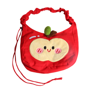 红色苹果帆布包大容量女款大学生党包包通勤单肩斜挎两用包手提包