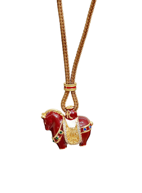 海蓝蓝本命年红色小马编绳项链