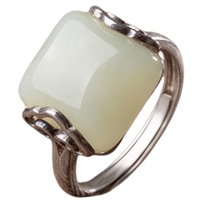 金玉良缘高冰晴水和田玉戒指