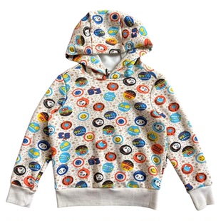 儿童带帽卫衣笑脸熊猫满印秋冬小童中童圆领加厚长袖卫衣