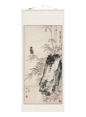 仿古书画石涛兰花水墨绢布