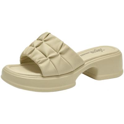 时装拖鞋时尚休闲粗跟中跟