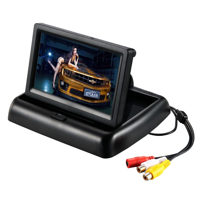 车载5寸高清显示器后视盲区AV口吸盘折叠显示屏简易安装倒车影像