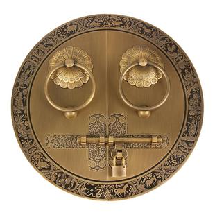 新中式仿古大门铜插销门环复古庭院门老式民宅拉手门锁木门把手