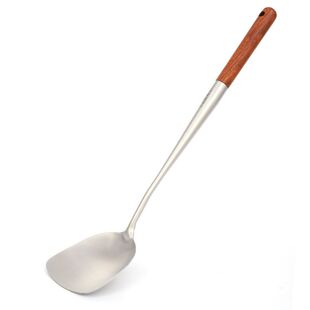 卡能锅铲炒勺炒铲304不锈钢家用炒菜锅铲子厨具木柄炒菜铲