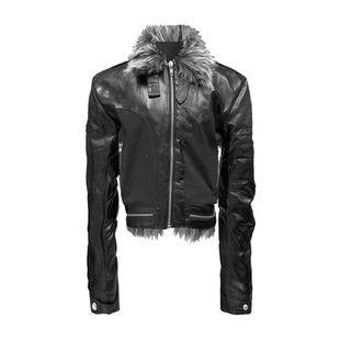 DETW 25AW*暗黑骑士十字架人工水洗刷蜡貉狼系列毛领加厚棉服外套