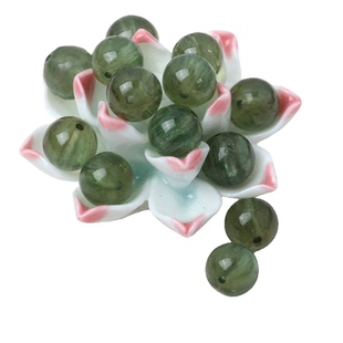 diy饰品配件 绿发晶 绿磷灰石散珠单珠圆珠 猫眼效应半成品手链