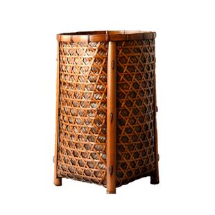 卷轴收纳筐字画桶防水防潮宣纸收纳桶书画筒桶圆形竹编收纳筐影视